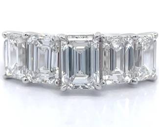 Stunning 4.00 Carat Diamond Baguette Semi-Eternity 5-Stone Ring in 14k White Gold