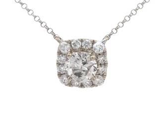 1.26 Carat Natural Diamond Pendant Necklace in 18K White Gold