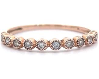 Natural Diamond Bezel Stacking Estate Ring in 14k Rose Gold
