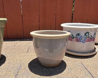 Assorted Ceramic and Metal Planters and Birdhouse or Feeder Set second image