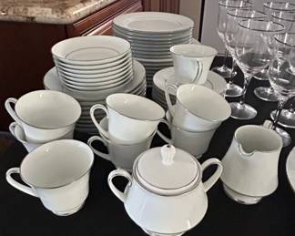 Noritake Rainier Dinnerware Set with Stemware