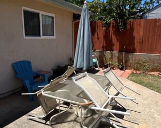 Glass Top Patio Dining Set with Umbrella