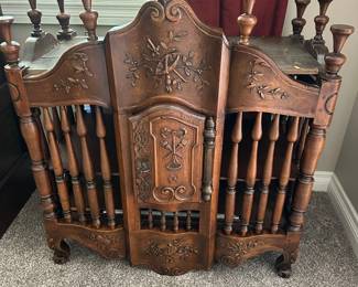19th century French carved walnut panetiere cabinet