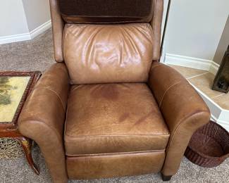Smith Brothers leather power recliner; some discoloration in leather but otherwise in excellent condition