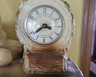Ceramic Deer and Clock Figurine second image