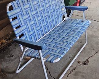 Blue Web Folding Lawn Bench second image
