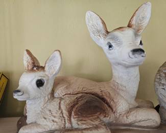 Ceramic Deer and Clock Figurine third image