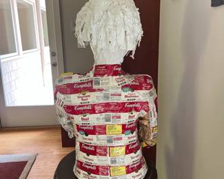 V10 - $145. Papier-mâché Campbell’s Soup Person. Measures 19”x 10” x 30” Tall.