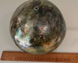 V33 - $35. Raku Seed Vase signed KAR on the base.