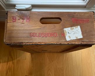 V167 - $45. Vintage Imperial Foods Goldsboro NC Wooden Crate. Measures 27" x 16" x 6.5" Tall.