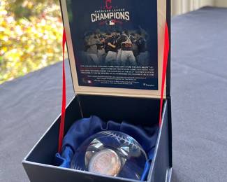 V120 - $50. 2016 American League Champions ALCS MLB Crystal Baseball With Dirt From Progressive Field.