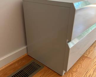 V21 - $250 PAIR of Post Modern Grey Waterfall Lane Furniture Night Stands / Side Tables. Each Measures 26” x 17.25” x 21.4” Tall.