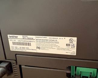 V107 - $100. Brother Printer Multi-Function Center. Model MFC-7860-DW.