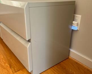 V21 - $250 PAIR of Post Modern Grey Waterfall Lane Furniture Night Stands / Side Tables. Each Measures 26” x 17.25” x 21.4” Tall.