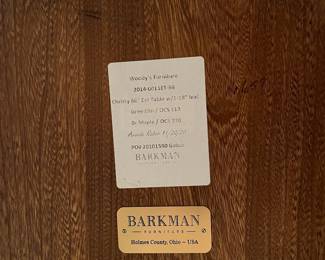 V3 - $2000. Amish Made Barkman Furniture - Holmes County Ohio. "Christy" Model - 66" Ext. Table. Grey Elm & Brown Maple. Measures 42” Wide x 66” Long x 30.5” Tall. Leaf measures 18”. Total table length with leaf is 84”. Excellent condition.