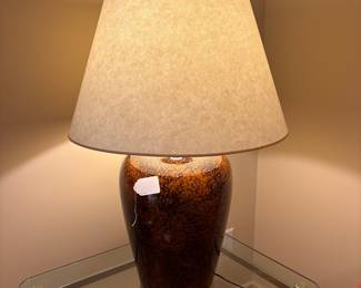 V67 - $35. Porcelain Table Lamp. Measures 33” Tall. Shade is in very good condition.