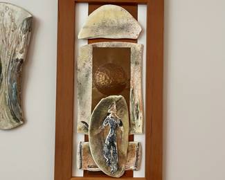 V18 - $75. "On The Journey" Dry Glaze on Wet Clay with Copper. John Makowski. Measures 16” x 30.75”.