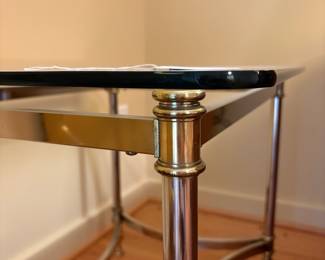 V66 - $100. LaBarge Style 1226-05 Solid Brass Side Table. Measures 22” x 27” x 22” Tall. Style 1226-05.