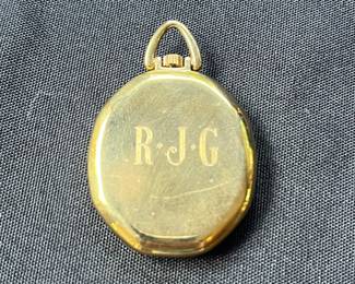V112 - $40. 1970’s Pulsar Quartz Pocket Watch. Monogramed RJG.