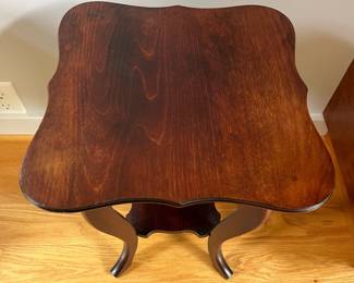 V13 - $65. Solid Wood Small Side Table / Plant Stand. Measures 14” x 14” x 18” Tall.