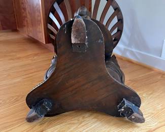 V11 - $175. Carved Wooden Planter (with Homemade top to use as a plant stand.) Measures 20” Diameter x 28” Tall.