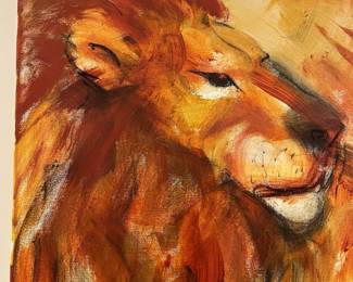V6 - $650 Each - or $1100 for the Pair. Shannon Bueker Originals. Painting on the left is titled "Lioness". Painting on the right is titled "Lion Look". Each Measures 30” x 40”.