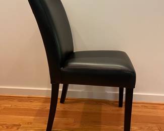 V4 - $1600. Set of 8 Crate and Barrel Lowe Onyx Dining Chairs with Ebony Legs. Measures 18.5” Wide x 19” Deep x Floor to seat 19” x Floor to back 35” Tall. All in Excellent Condition.