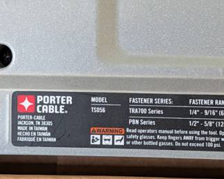 V145 - $30. Porter Cable Model TS056. TRA700 Series. Heavy Duty Pneumatic Crown Stapler.