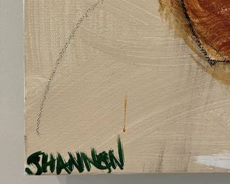 V6 - $650 Each - or $1100 for the Pair. Shannon Bueker Originals. Painting on the left is titled "Lioness". Painting on the right is titled "Lion Look". Each Measures 30” x 40”.