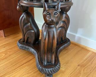 V11 - $175. Carved Wooden Planter (with Homemade top to use as a plant stand.) Measures 20” Diameter x 28” Tall.