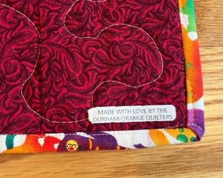V169 - $45. Small Cat Quilt. Made By Durham - Orange Quilters. Measures 40.5" x 49.5".