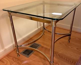 V66 - $100. LaBarge Style 1226-05 Solid Brass Side Table. Measures 22” x 27” x 22” Tall. Style 1226-05.