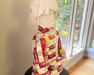 V10 - $145. Papier-mâché Campbell’s Soup Person. Measures 19”x 10” x 30” Tall.