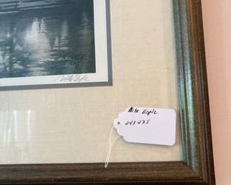 V70 - $100. Nita Engle "Island Lake" Signed and Numbered Print. Measures 24” x 27.5“ framed.