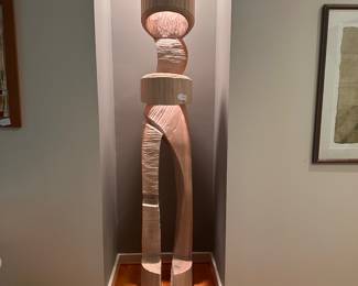 V171 - $850. LARGE Michael Joerling Wooden Art Sculpture. Carved from from 1 piece of wood! Measures 15.75" x 86" tall.