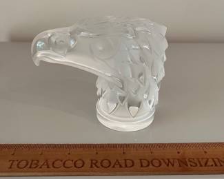 V35 - $200. Lalique signed "Tête d'Aigle" Crystal Eagle Head.