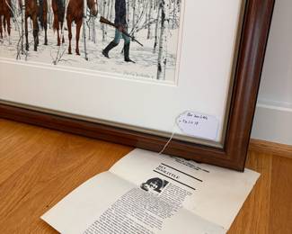 V75 - $950. Bev Doolittle "Two Indian Horses". #8608/12253. Measures 56.5” x 18“.