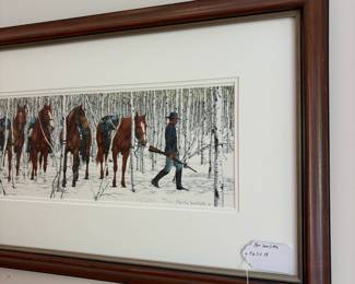 V75 - $950. Bev Doolittle "Two Indian Horses". #8608/12253. Measures 56.5” x 18“.
