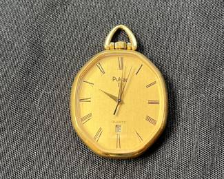 V112 - $40. 1970’s Pulsar Quartz Pocket Watch. Monogramed RJG.