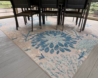 V46 - $50. Safavieh 8' x 10' "Cabana" grey/navy rug patio rug.