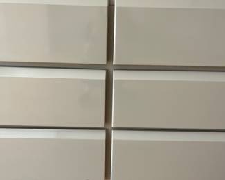 V20 - $450. Post Modern Grey Waterfall Lane Furniture Double Dresser. Measures 68” x 18” x 30.25” Tall. All drawers slide!