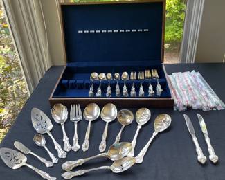 V121 - $180. 1964 “Orleans” by International Deep Silver. Silver Plate Flatwear. 86 Pieces.