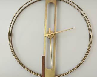 V9 - $75. Large Gold Wall Clock by Kare Design. Measures 42” Diameter.