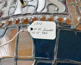 V123 - $200. 1977 Schlitz Beer Tiffany Style Light fixture. Measures 21.75" x 13" tall.