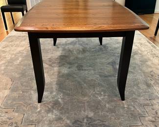 V3 - $2000. Amish Made Barkman Furniture - Holmes County Ohio. "Christy" Model - 66" Ext. Table. Grey Elm & Brown Maple. Measures 42” Wide x 66” Long x 30.5” Tall. Leaf measures 18”. Total table length with leaf is 84”. Excellent condition.