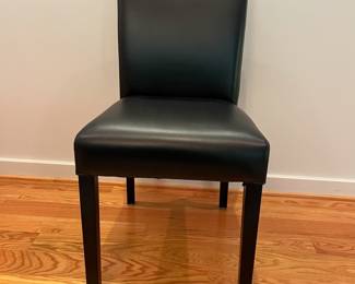 V4 - $1600. Set of 8 Crate and Barrel Lowe Onyx Dining Chairs with Ebony Legs. Measures 18.5” Wide x 19” Deep x Floor to seat 19” x Floor to back 35” Tall. All in Excellent Condition.