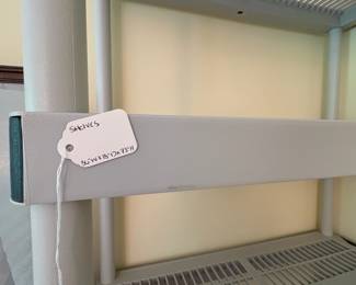 V85 - $25. Keter Plastic Storage Shelf. Measures 36” x 18” x 73” Tall.