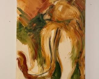 V6 - $650 Each - or $1100 for the Pair. Shannon Bueker Originals. Painting on the left is titled "Lioness". Painting on the right is titled "Lion Look". Each Measures 30” x 40”.
