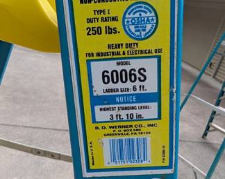 V141 - 2 Available. $50 each. Werner 6' Step Ladder. Model 6006S.