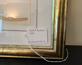 V87 - $60. Decorative Painting on Silk attributed to Ismet Keten. Measures 15.25" x 12.25".